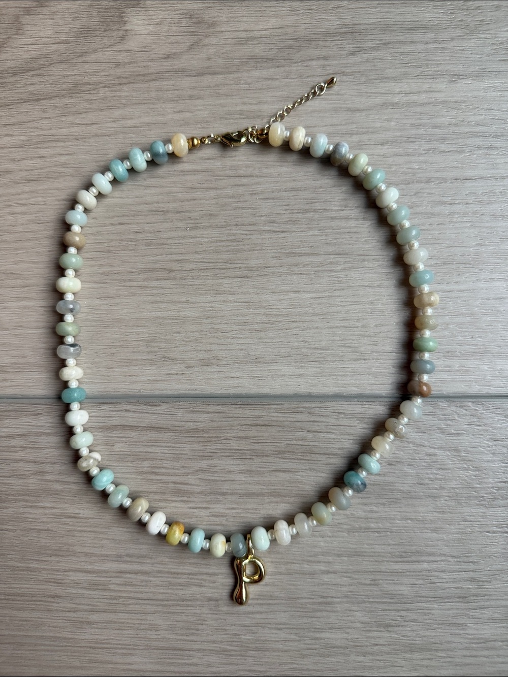 Gemstone with “P” necklace
